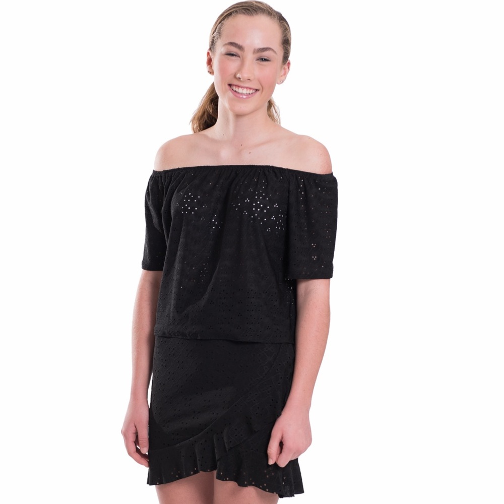 CHERYL CREATIONS • Black Eyelet Ruffle Skirt Made In The USA - Picture 2 of 6